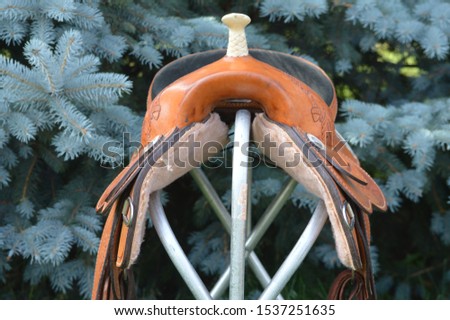 Looking at a saddle from the front view.