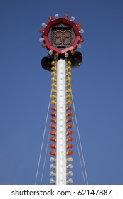 Looking Up At The Scoreboard Of The Strongman Hammer Game At The Carnival.