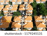 looking size down of housing development. housing estate in Thailand. 