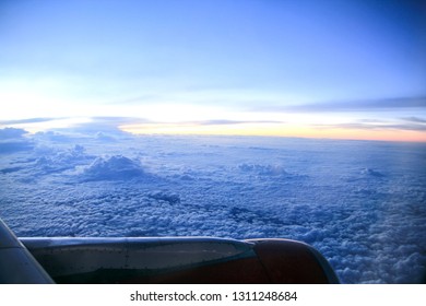 Looking at the sky outside the plane