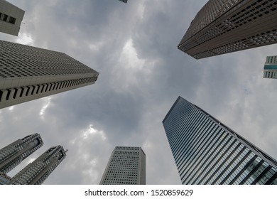 Looking up at a skyscraper