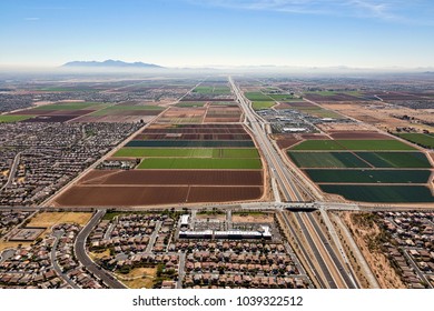 Looking South Along The 303 Freeway West Of Phoenix, Arizona From Above