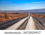 Looking south on a section of the Dempster Highway near the Northwest Territories border in Canada