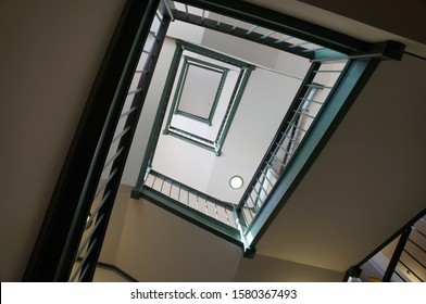 Looking Up A Spiral Stair Case 