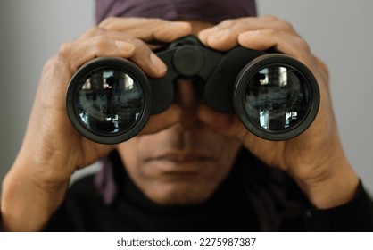 looking through binoculars with white background with people stock image stock photo	 - Powered by Shutterstock