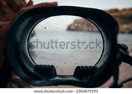 Looking through diving mask, close up
