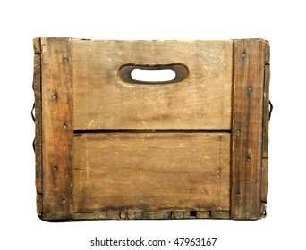 Looking Through The Handle Holes Of A Wooden Beer Case, White Iso.