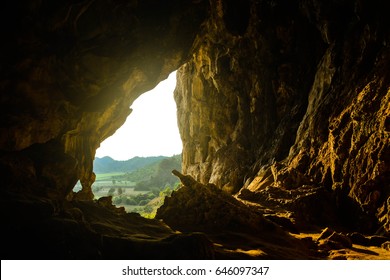 Looking Thru A Natual Cave Opening