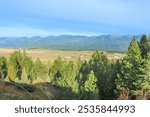 Looking toward the Mission Mountains from the Flathead Lake Overlook Scenic Turnout S of Polson, MT 