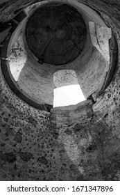looking up in a tower