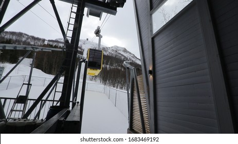 Looking at the upper station, Tromso Cable Car.