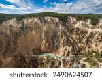 The Lookout Point at the Grand Canyon of the Yellowstone and Lower Falls from Artist Point, Yellowstone National Park, Wyoming