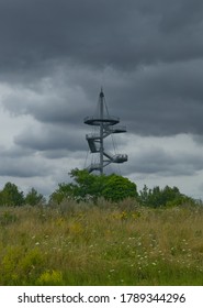 Lookout Tower With Dark Clouds