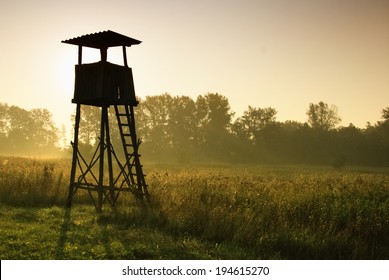 Lookout tower for hunting at dawn