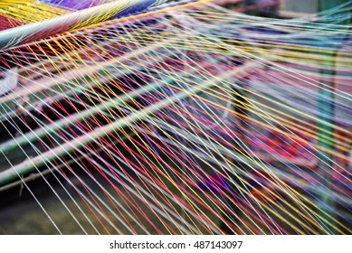 Loom Weaving Colors Threads : Closeup