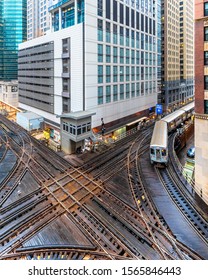 The loop long circuit of elevated rail that forms the hub of the Chicago 