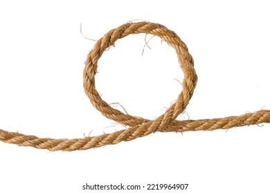 Loop On A Coarse And Thick Jute Rope Close Up. Isolated On White Background