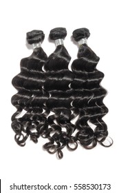 Loose Curls Black Human Hair Weave Extensions