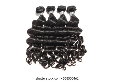 Loose Curls Black Human Hair Weave Extensions