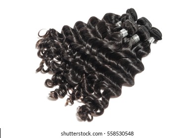 Loose Curls Black Human Hair Weave Extensions