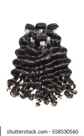 Loose Curls Black Human Hair Weave Extensions