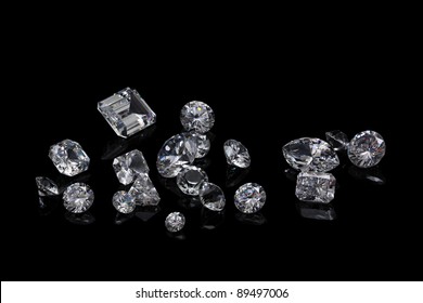 Loose Diamond Parcel On Black Background