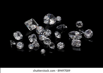 Loose Diamond Parcel On Black Background