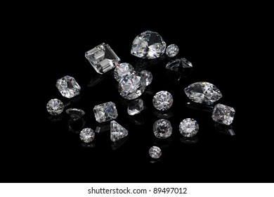 Loose Diamond Parcel On Black Background Stock Photo 89497012 ...