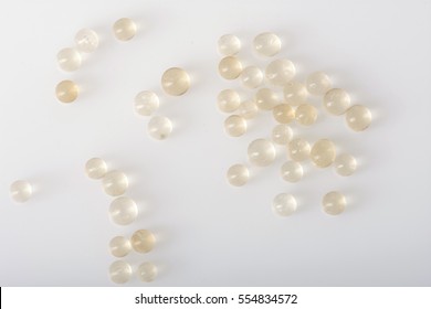 Loose Silica Gel Beads Scattered On White.