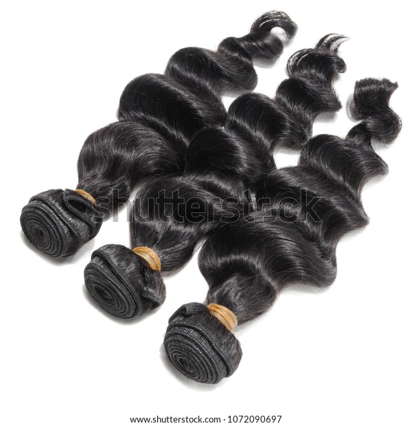 Loose Wave Black Human Hair Weaves Stock Photo Edit Now 1072090697