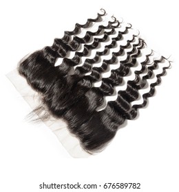 Loose wave virgin human hair extensions wide range lace frontal closure 
