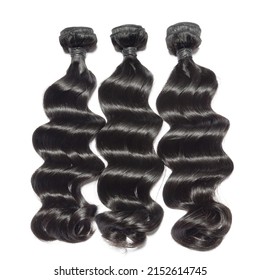 loose wavy black color human hair weaves extensions bundles