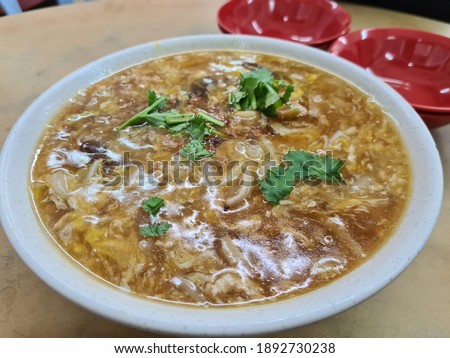 Lor mee is a Hokkien noodle dish from Zhangzhou served in a thick starchy gravy. Variants of the dish are also eaten by Hokkiens in Singapore, Indonesia and Malaysia.