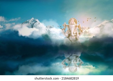 Lord ganesha sculpture on mountain and sky background. - Shutterstock ID 2184682819