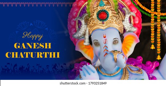 Lord Ganpati background for Ganesh Chaturthi festival of India with message meaning My Lord Ganesha - Shutterstock ID 1793251849