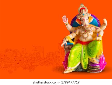 Lord Ganpati idol statue for Happy Ganesh Chaturthi festival of India - Shutterstock ID 1799477719