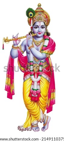 lord Krishna Standing with Flute