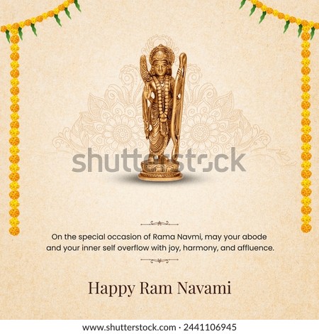Lord Rama with bow arrow in Shree Ram Navami celebration for religious holiday of India