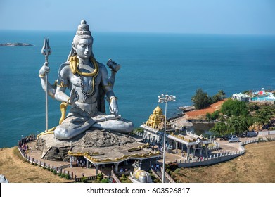 Lord Shiva Statue in Murudeshwar, Karnataka, India. Tour from Goa and Gokarna. Big Shiva.