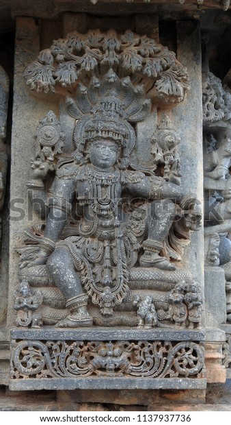 Lord Vishnu On Seshnag Lakshmi Narasimha Stock Photo 1137937736 ...