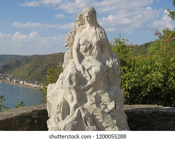 Lorelei by Rhine, Famous White Statue, Nymph, Fairy in Germany