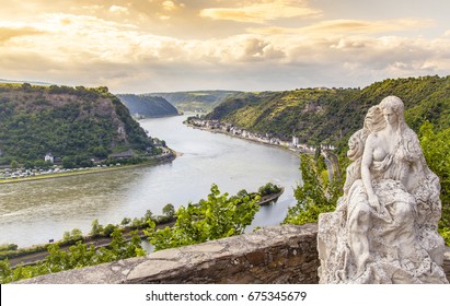Loreley figure and Rhine valley  Landscape Pop view sankt Goarshausen Germany