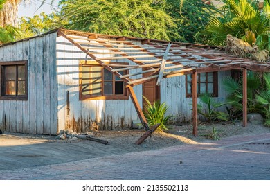 Loreto, Baja California Sur, Mexico. A Collapsing Awning On An Old Building On The Baja Peninsula.