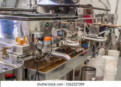 Loretto, Ontario / Canada - March 23, 2019 : Modern Kitchen At A Maple Syrup Farm. New Stainless Steel Cooking Oven. 