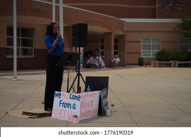 Lorton, Virginia - July 11, 2020: Gubernatorial Candidate Delegate Jennifer Carroll Foy Speaks At A Black Lives Matter Rally At South County High School In Fairfax County