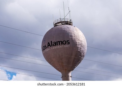 Los Alamos National Laboratory Sign On Water Tower Tank - Los Alamos, New Mexico, USA - 2021