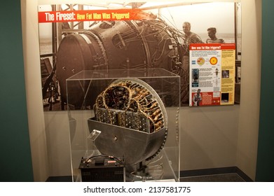 LOS ALAMOS, NEW MEXICO - DECEMBER 13, 2013: Exhibit About The Electrical Trigger Mechanism Of The Fat Man Atomic Bomb, At The Bradbury Science Museum.