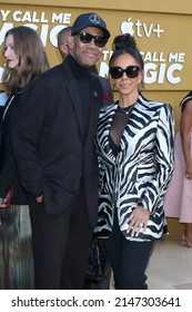 LOS ANGELES - APR 14:  Jimmy Jam Harris, Lisa Harris at the They Call Me Magic Premiere Screening at Village Theater on April 14, 2022  in Westwood, CA