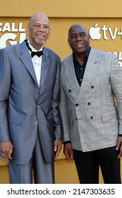 LOS ANGELES - APR 14:  Kareem Abdul-Jabbar, Magic Johnson at the They Call Me Magic Premiere Screening at Village Theater on April 14, 2022  in Westwood, CA
