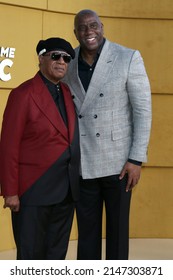 LOS ANGELES - APR 14:  Stevie Wonder, Magic Johnson at the They Call Me Magic Premiere Screening at Village Theater on April 14, 2022  in Westwood, CA